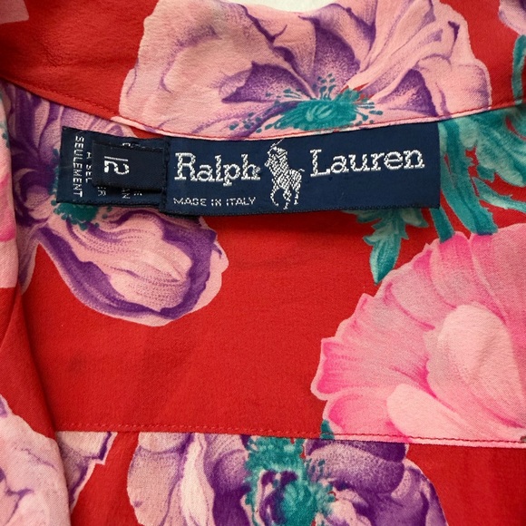 Vintage Ralph Lauren Silk 🌸Floral🌺 Shirt Made in Italy -12 - Picture 8 of 12